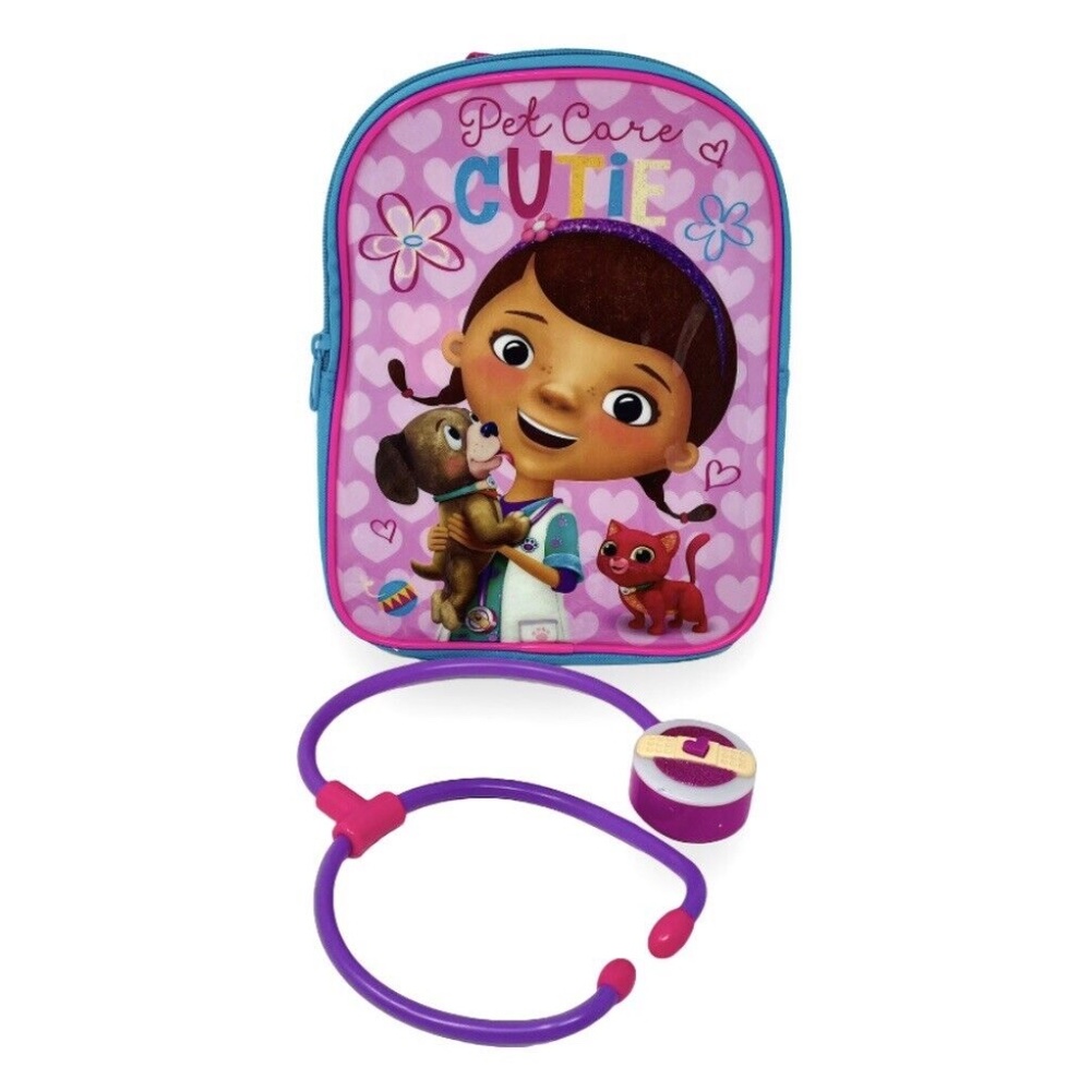 Disney Doc McStuffins Toy Pretend Play Dress Up Stethoscope and Small Backpack